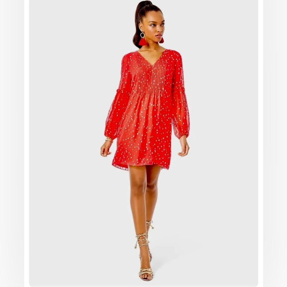 Lilly Pulitzer Cleme Silk Ruby Red Dress